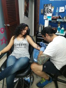 Getting tattooed